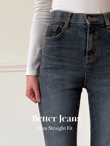  💙7일만특가💙[1만5천장돌파][S-L][made] Better Jeans (No.35) 슬림 스트레이트 [2Types기본/롱(+5cm) (중청)일자핏/데일리룩/청바지/간절기/봄/가을/일자데님/슬림데님/데님팬츠/데일리/출근룩/직장룩